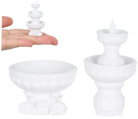 Housoutil Decorazione Fontana in Miniatura Bianco in Plastico per Micro Paesaggio Accessori da Giardino Creativi per Scene Desertiche e Decorazione da Tavolo