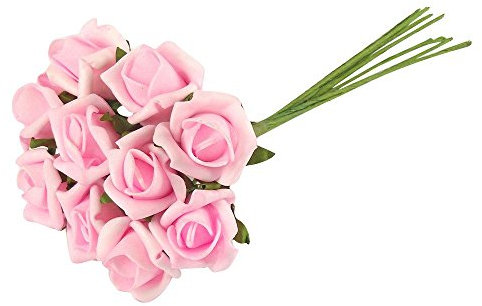Bunch of 10 Foam Rose Buds - Artificial Wedding Craft Flowers[Pale Pink,Single Bunch]