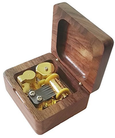 18 Note Retro Aufzieh Hölzerne Spieluhr, Musik Geschenk-Box, Moon River Musik Box Walnut & Golden