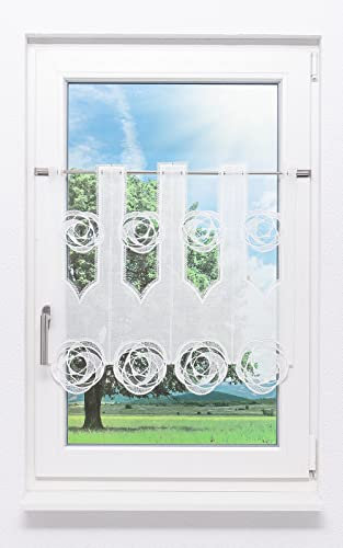 Plauener Spitze Scheibengardine Circles (Bx H) 224cm * 60cm weiß