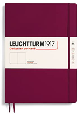 LEUCHTTURM1917 359786 Notizbuch Master Slim (A4+) Hardcover, 123 nummerierte Seiten, Port Red, blanko