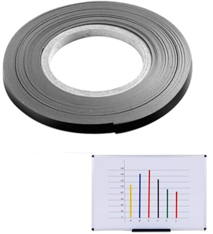 Rouleau de ruban magnétique fin coloré - Effaçable à sec pour tableau blanc - Ruban adhésif pour tableau blanc - 10 mm noir