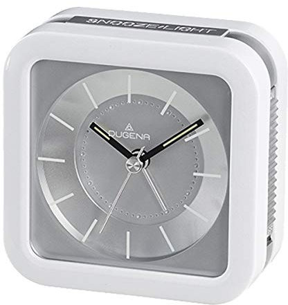 Dugena Wecker 4460953, Quarzwerk, schleichende Sekunde, leise, mit Weckzeiger, Weckwiederholung, LED-Beleuchtung und Crescendo-Alarm