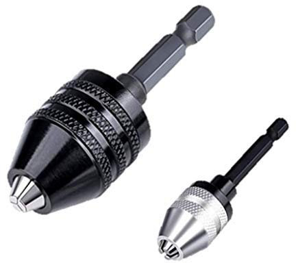 AIYUN Hex Shank Keyless Drill Chuck - 2Pcs Quick Change Adapter Converter Drill Adapter (0.6-8mm,0.3-3.6mm)