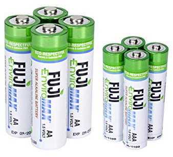 Fuji Enviromax Super Alkaline AAA + AA Batteries Mixed Pack - No Harmful PVC & Heavy Metals, Long Lasting, Powerful Double AA and Triple AAA Batteries Multipack (Pack of 8)