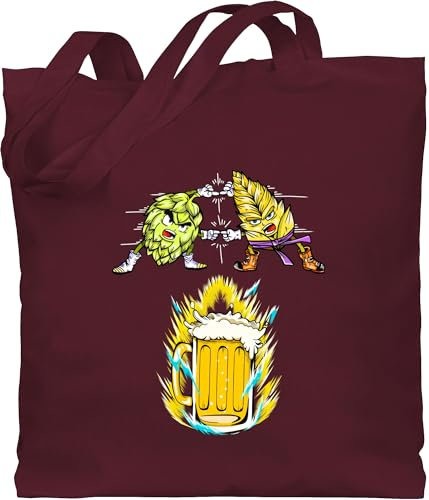 Shirtracer Baumwolltasche - Nerd Geschenke - Bier Fusion - Hopfen & Malz - Unisize - Bordeauxrot - zocker gamer jutebeutel nerds tote bag geschenk zocken stoffbeutel nerdige tasche geeks beutel geek