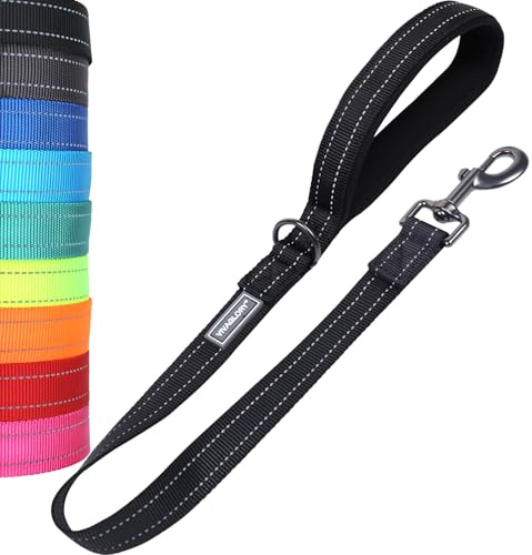 VIVAGLORY Hundeleine Kurz Closelyt Kurzführer Hund, 61cm, Schwarz | Hundeleine Leine mit Gepolstertem Griff & Schlaufe für Joggingleine Hausleine, Kurzführer Reflektierend & Kurzleine für Hunde