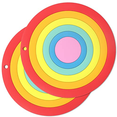 Modixun 2Pcs Silicone Trivets Mats, Rainbow Thickened Heat Resistant Trivet Pads, Pot Holders Hot Pad for Hot Dishes, Pan, Pot, Large