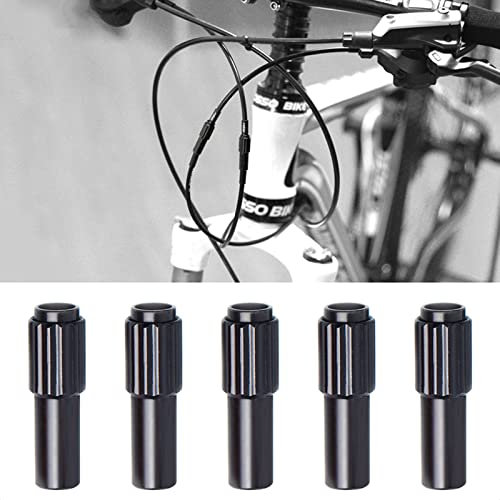 ALEOED 5 Pieces Bicycle Cable Adjusters, Bike Indexed Inline Cable Tension Adjuster Housing Screws Black