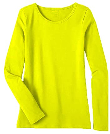 Women's Ladies Long Sleeve T-Shirt Ladies Plus Size Round Neck Stretchy Plain Fitted Basic Jersey Casual Tee Top.