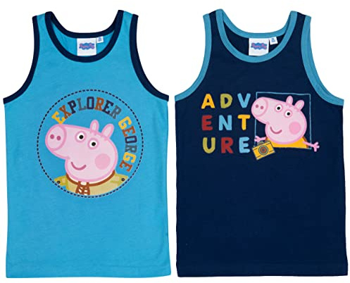 United Labels Peppa Wutz Unterhemd für Jungen Kinder Tank Top Hemdchen Unterwäsche Blau (2er Pack) (as3, Numeric, Numeric_98, Numeric_104, Regular, 98-104)