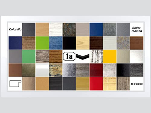 Colorello Deluxe Bilderrahmen Posterrahmen 40x100 cm Panorama und Quadrat Formate Weiss Hochglanz Antireflex Kunstglas