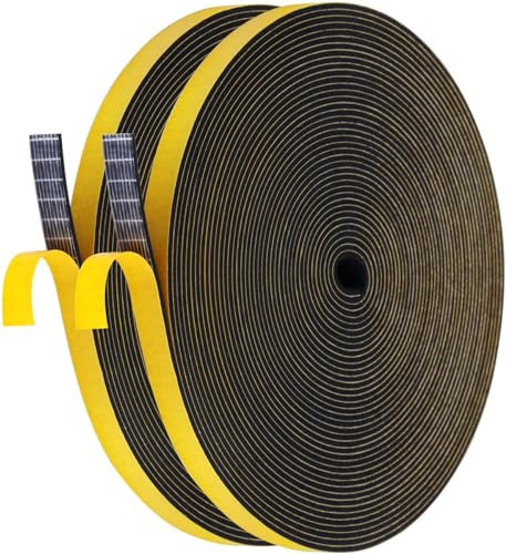 Palazen 20m Dichtungsband Selbstklebend für Türen Fenster 9mm(B) x1.5mm(D) Moosgummi Dichtband als Tür-Fenster-Dichtung-Zugluftstopper Schaumstoffband Abdichtung Schwarz [2 Rollen mit je 10m]