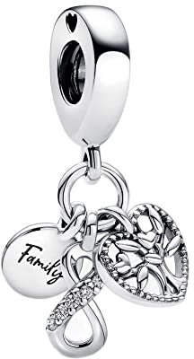 BEEUVIP Family Infinity Triple Charm per bracciali, ciondoli in argento 925, perline per collane, per la festa della mamma, compleanno, regalo di Natale
