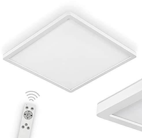 HOFSTEIN LED Deckenleuchte Sasinhosa, moderne Deckenlampe aus Metall/Kunststoff in Weiß, eckige Leuchte dimmbar über Fernbedienung (inkl.), 2300 Lumen, 3000-6500 Kelvin, LED 18 Watt (inkl.)