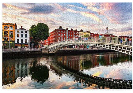 Dublin Ireland Ha Penny Bridge River 1000 Piece Jigsaw Puzzle - Every Piece is Unique - for Adult Child