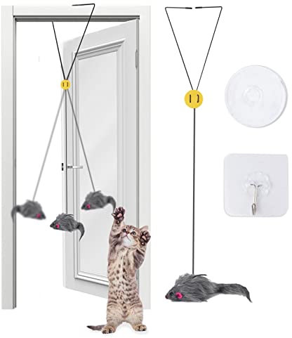 AYNKH Katzen-Selbstspielspielzeug, 3 Möglichkeiten, interaktives Hängetür-Maus für Kätzchen, Jagd, Training, Beseitigung von Langeweile