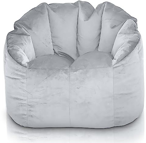 Aiire Luxus Sitzsack Sofa Erwachsene - XXL Relaxo Bean Bag Chair Design mit Füllung für Kuschelecke - Moderner Sitzsäcke Sessel für Mädchen und Kinder aus Samt Grau