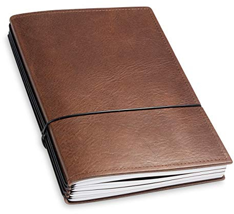 X17-Lehrerkalender/Lehrerplaner A5| 2026-2027, braun kastanie, aus Leder. Austauschbar: 4 Hefte: Schulkalender + Schülerlisten + linierte Notizen. Made in Germany.