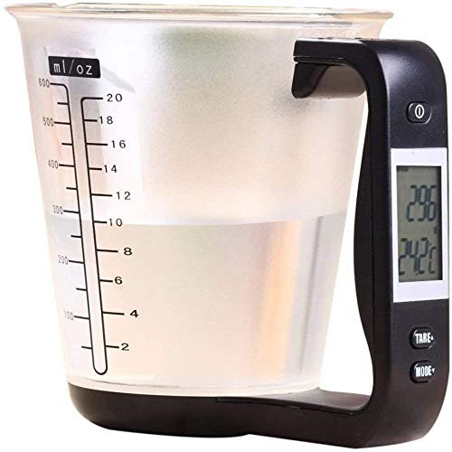 Tasses de mesure numériques, tasse électronique de la tasse de cuisine Balance de cuisine Tool d'échelle de bécher numérique avec écran LCD (Color : Black)