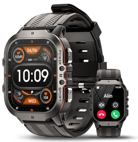 AVUMDA Montre Connectée Homme, 1.96 AMOLED Montre Smartwatch Femme avec 100+ Sport Modes,Podomètre,Fréquence Cardiaque,étanche pour Android iOS, Orange