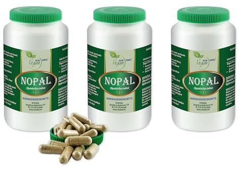 VITA IDEAL Vegan® NOPAL 3x 360 KAPSELN - Feigen - Kaktus - Opuntia - Tagesportion 800mg FEIGENKAKTUS reines Pulver. Pflanzlich, natürlich und ohne Zusatzstoffe