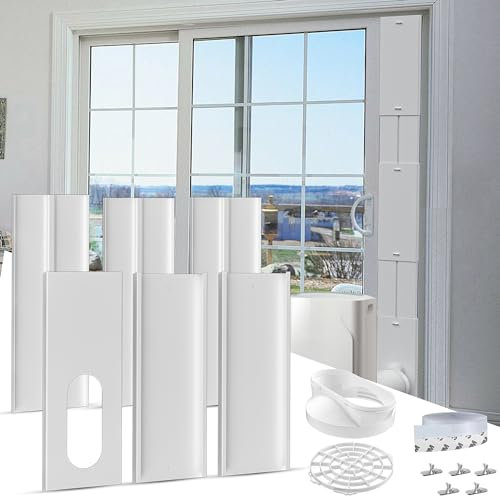 Cestluck Tragbares Klimaanlagen-Schiebetür-Entlüftungs-Set, mit 15 cm Kupplung und Vogelschutz, 6 Platten Max Länge 95 Zoll, verstellbares AC-Fenster-Kit für 15 cm Abluftschlauch