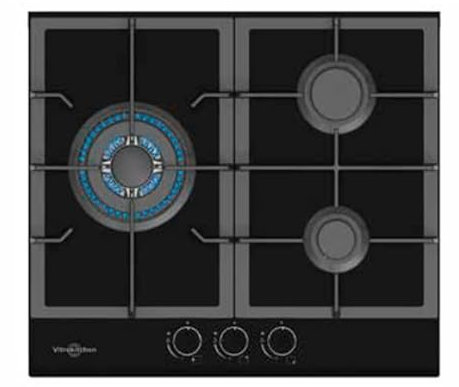 Placa Gas VITROKITCHEN CG630NN Cristal Negro Natural 3 fuegos