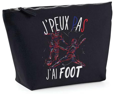 Trousse Noir Foot Équipe de France J'peux Pas | Pochette Toilette Maquillage Idée Sac Cadeau