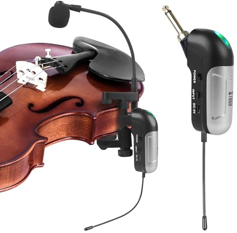 XTUGA Micrófono de violín inalámbrico UHF para violín cuello de cisne, instrumento de recogida, receptor y sistema transmisor para violín de rendimiento (KX862)