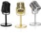 WRINGKIT 3 Pack Retro Microphone Prop, Classic Vintage Microphone Prop Model with Stand, Plastic Microphone Decor, Microphone Costume Prop Toy for Antique Classic Party Decor, Gold Silver Black