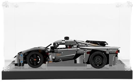 ICUANUTY Acryl Vitrine für Lego Technic Koenigsegg Jesko Absolut Supersportwagen in Grau 42173, Vitrine für Lego 42137/42138/42151/42169/42123/42161/42165/42169/42184/42153, 35X20X15cm (Nur Vitrine)