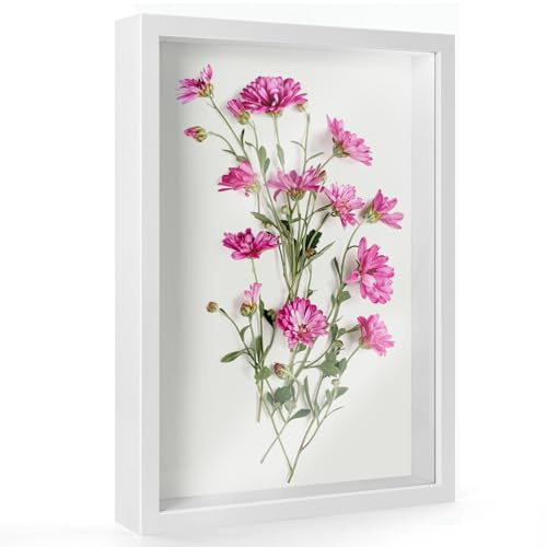 Dreamark 3D Bilderrahmen zum Befüllen A4, 22.8x31.6 cm, Tiefer Bilderrahmen 3cm für Fotos, Objekte & Erinnerungsstücke, Weiß für DIY Kunstwerke, Hochzeitsgeschenk Oder Dekoration