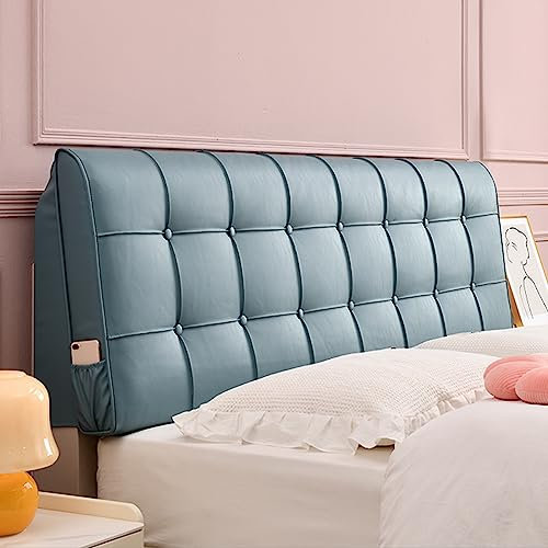 Großes gepolstertes Kopfteil aus Kunstleder für Tagesbett und Schlafzimmer, Marineblau, 149,9 cm, Queen-Size-Größe, übergroßes Rückenlehnenkissen für Erkerfenster, weiches und stilvolles