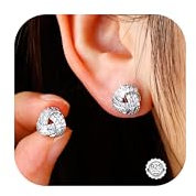 Dochais Ohrringe Silber 925 Goldene Damen Ohrstecker Gold/Silber 14 Karat Vergoldet Zirkonia Hypoallergene Schmuck für Frauen Mädchen Ohrschmuck
