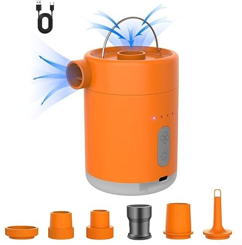 Besttoolifes Bomba de aire eléctrica con batería de 2500 mAh, mini bomba compacta portátil, recargable por USB para inflar y aspirar para cama de aire, colchón de aire, anillo de natación, aspiradora