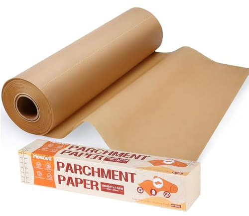 Baking Parchment Roll, Homewit Premium Baking Paper Roll 38cm*45m with Pre-Cut Perforation Lines for Easy Tearing Flatly to 150 Sheets (38cm*30cm/Sheet), Greaseproof Paper for Cooking, Oven, Pastry