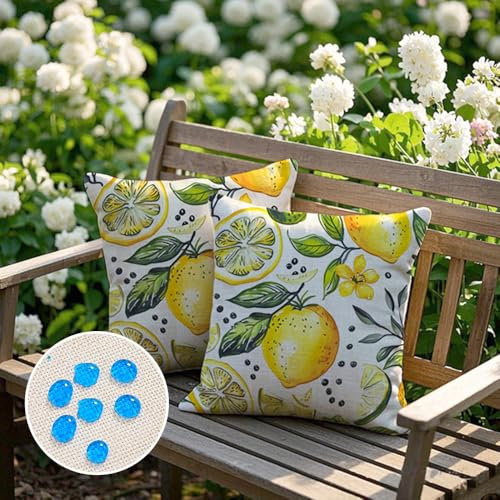 Cirzone Outdoor Kissenbezüge 2 Stück 45 x 45 cm Dekorative Outdoor Kissen Wasserfest Sommerlicher Zitronendruck Kissenbezüge
