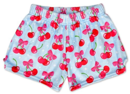 iscream Big Girls Silky Soft Plush Fleece Shorts - Pretty in Print Collection, Fröhliche Kirschen, 4-6