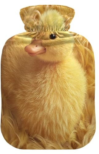 Yellow Duck Hot Water Bottle with Soft Fleece Cover Hot Water Bag for Neck and Shoulder Pain Relief Hot and Cold Therapies-S