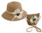 YJZQ Chapeau Fille Ensemble Chapeau Soleil et Sac en Paille Princesse Capeline de Plage Souple Style Fleur Provence Adorable 50-52cm Casquette Souple Grand Visière Respirant pour Voyage