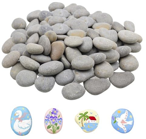 POPAPIE 50 Pezzi Sassi Piatti da Dipingere,Pietre Piatte per Pittura,1-3cm Ciottoli Pietre per Pittura,Rocce Naturali di Disegno,per Decorative per Acquario e Giardino