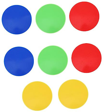 YARNOW 8pcs Stadium Landmark Marking Pads Bright Color Flat Disc Markers for Soccer Basketball Hockey Lightweight Round Sign Red Yellow Green