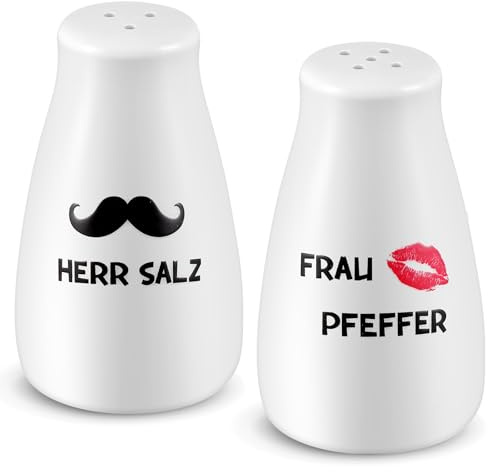 Geiserailie Salz- und Pfefferstreuer Hochzeitsgeschenk Set mit Salz und Pfeffer Aufkleber Hochzeit Geschenkideen für Brautpaar Einzugsgeschenke Einweihungsgeschenke für Wohnung Haus(Herr & Frau)