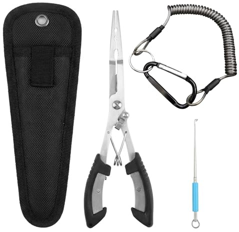 EujRcf Fishing Pliers and Forceps for Pike Fishing, Multi-Functional Fishing Accessories with Line Scissors, Multi-Tool Fishing Accessories for Pike Fishing, Sea/Carp Angling