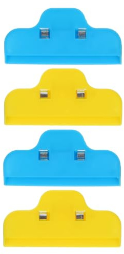 AMUSLESUR Plastic Binder Clips 4Pcs for Art and Office Use, Blue Yellow Drawing Board Clamps for Securing Painting Paper and Photo Frames, Multi-Purpose