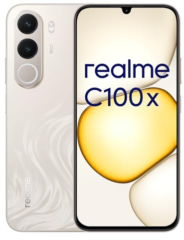 realme C100x Smartphone - 4+256 GB, Pantalla ultrafluida a 120 Hz, cámara de 50 MP, batería de 7500 mAh con Carga rápida de 45 W, Dorado