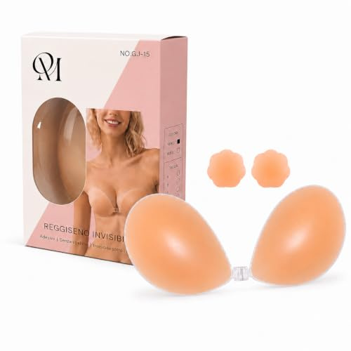 QM Reggiseno Adesivo Push Up in Silicone Invisibile e Riutilizzabile | Effetto Push Up Naturale, in Silicone Morbido e Sottile, Lavabile e Riutilizzabile