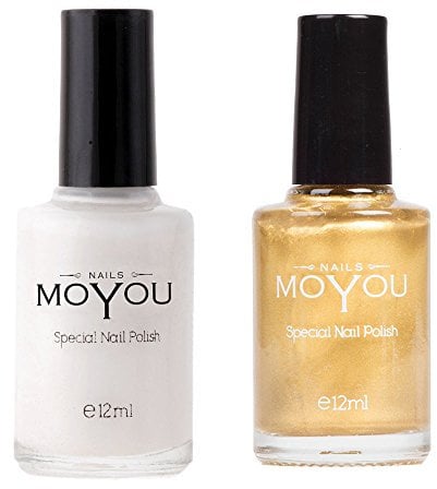 Moyou Stamping Nail art Nail Polish White and Gold