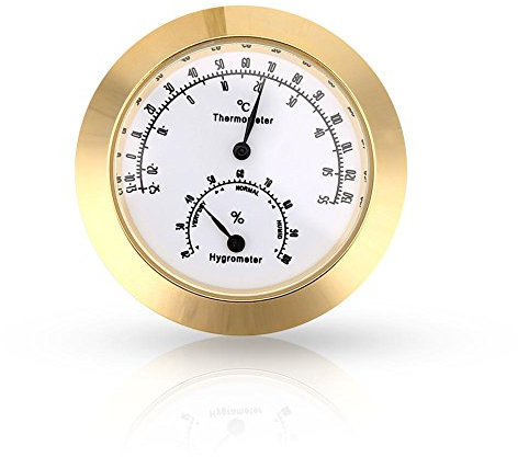 Violine Thermometer Hygrometer, Runde Digitale Gitarre Luftfeuchtigkeit Temperatur Meter für Instrument Pflege(Gold)